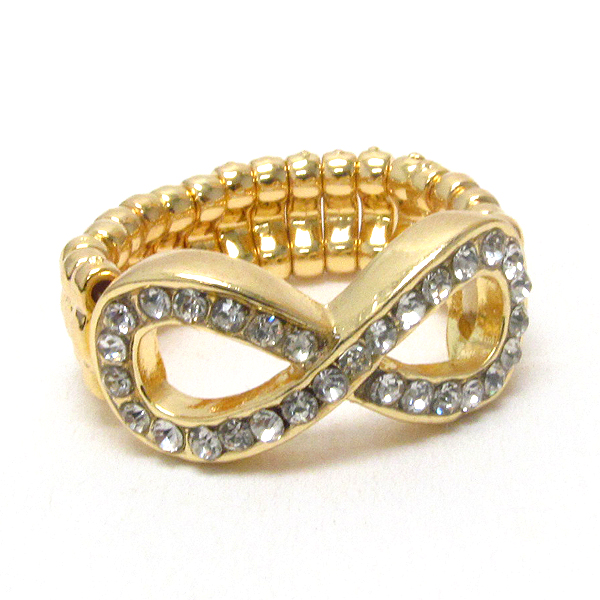 Crystal deco infinity stretch ring