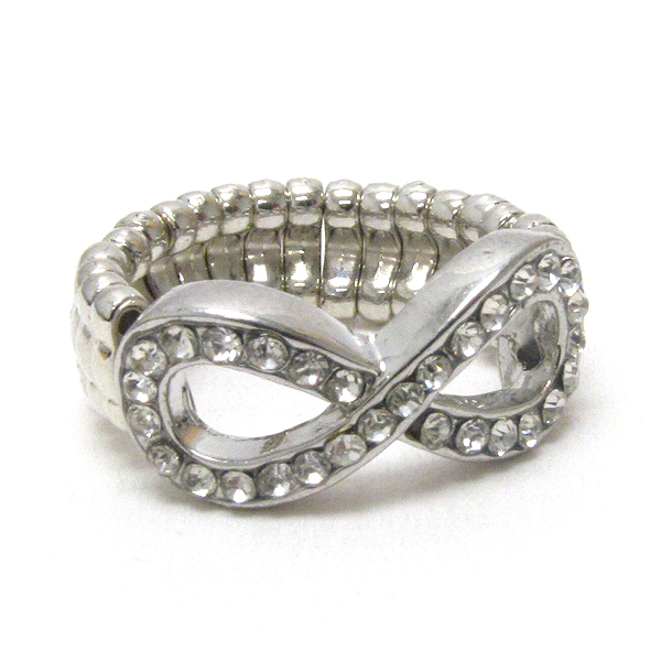 Crystal deco infinity stretch ring