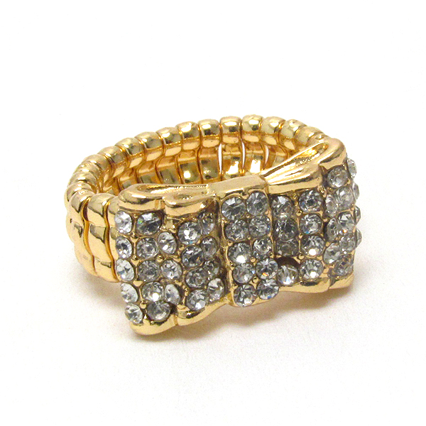 Crystal deco bow stretch ring