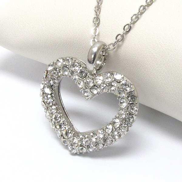 Premier electro plating crystal deco heart necklace -valentine