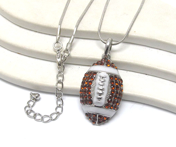 Crystal stud football pendant necklace