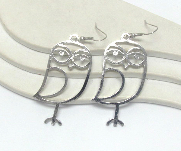 Owl theme antique metal earring