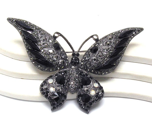 Multi shape crystal stud large butterfly pin or brooch