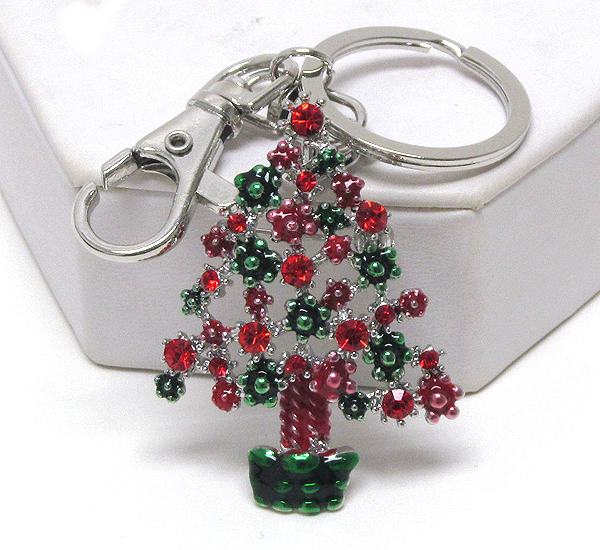 Crystal and epoxy christmas tree - 3 way pandant - brooch,key chain,necklace.