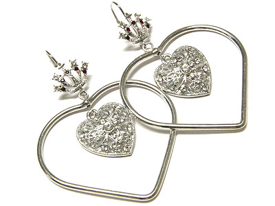 Crystal heart drop earring