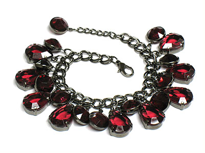 Multi epoxy stone dangle chain bracelet