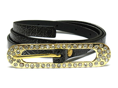 Crystal buckle leather belt