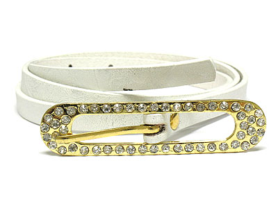 Crystal buckle leather belt