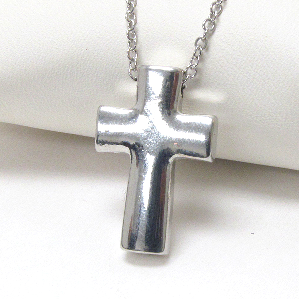 Premier electro plating plain metal thick cross pendant necklace