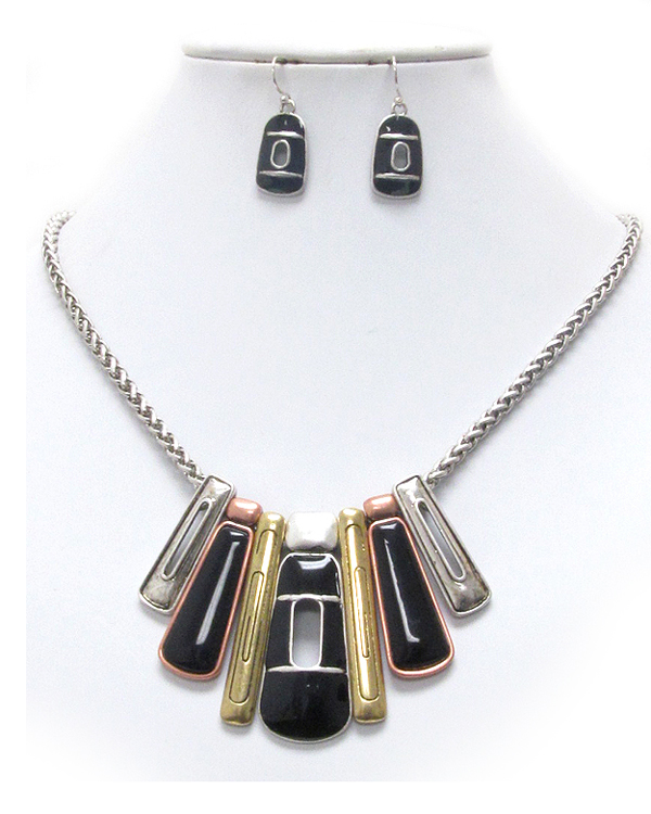 Epoxy deco modern look tribal necklace earring set