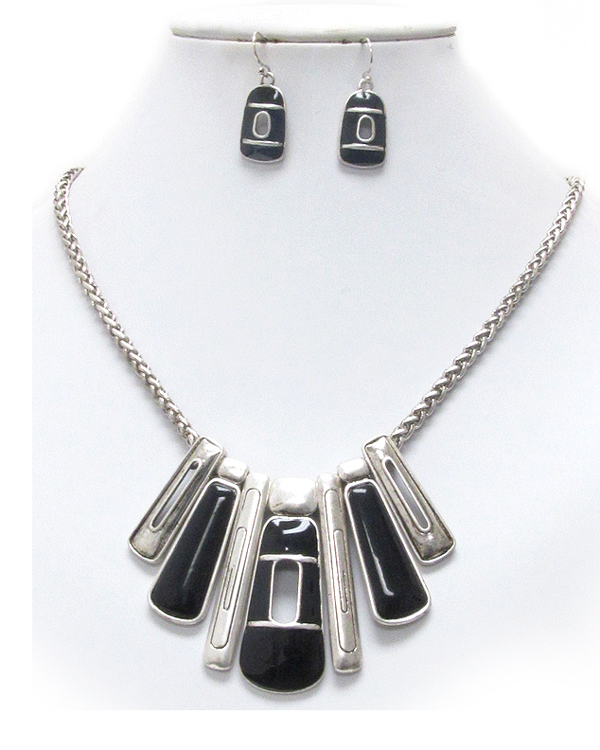 Epoxy deco modern look tribal necklace earring set