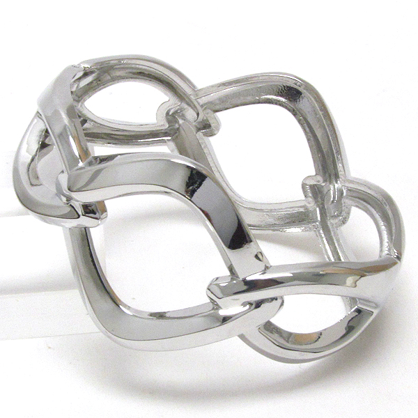 Large chain link hinge bangle bracelet