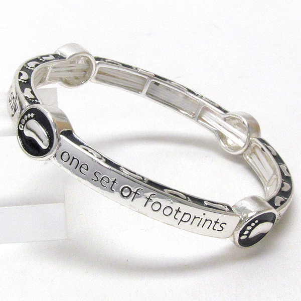 Religious inspiration message stretch bracelet - footprints