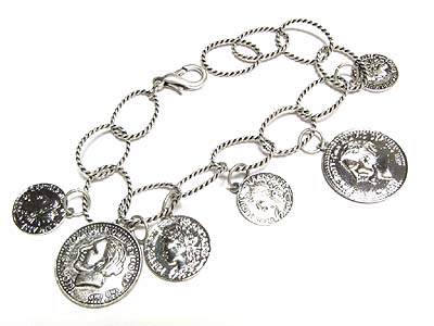 Muti coin charm bracelet