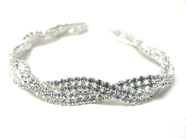 Multi line rhinestone twist bracelet