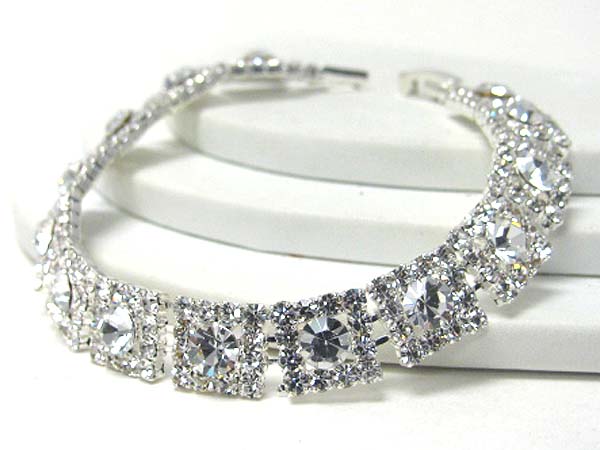 Multi crystal and rhinestone link bracelet