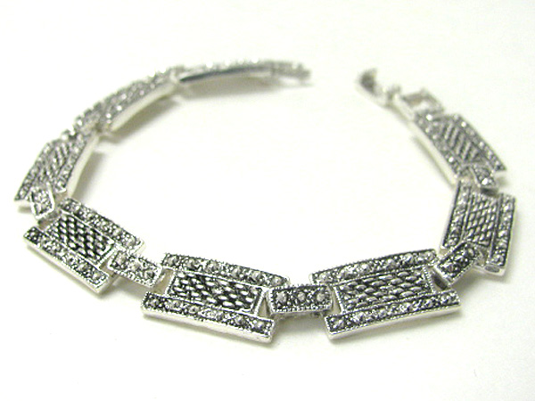 Marcasite metal disk link magnetic clasp bracelet