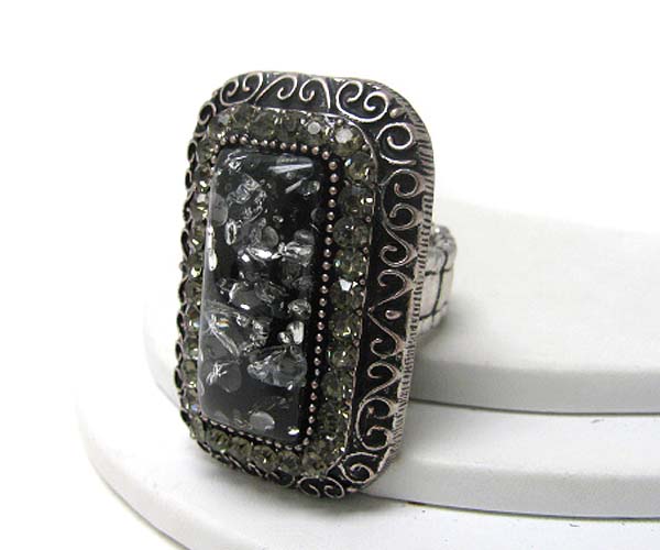 Crystal deco and resin metal casting stretch ring