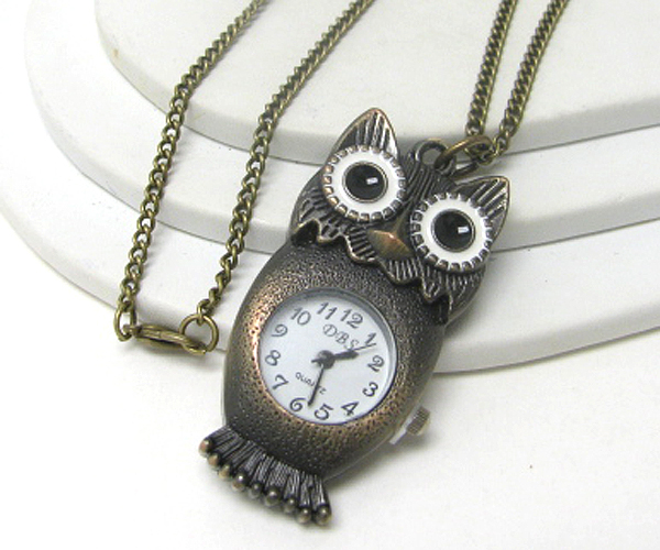 Watch in owl long necklace