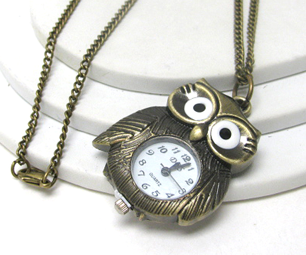 Watch in owl long necklace