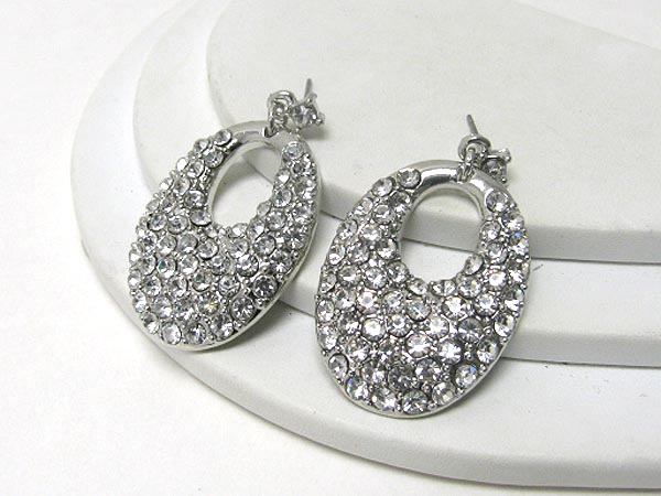 Crystal stud oval earrings