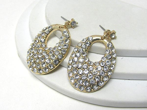 Crystal stud oval earrings