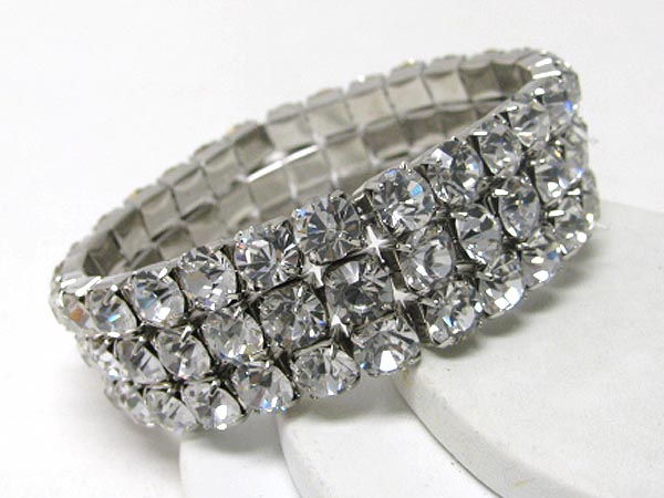 Rhinestone 3 line stretch bracelet