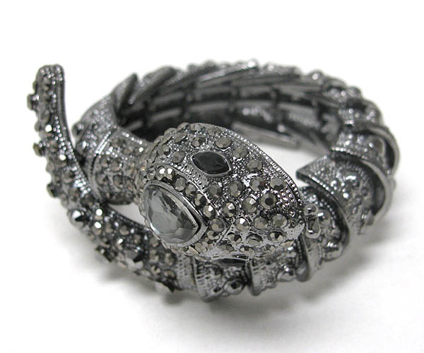 Crystal stud coiled snake stretch bracelet