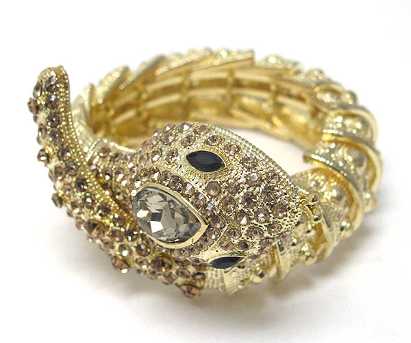 Crystal stud coiled snake stretch bracelet