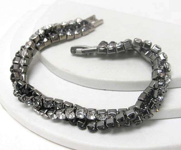 Double rhinestone twist and link bracelet