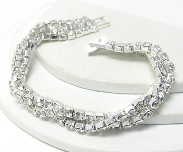 Double rhinestone twist and link bracelet