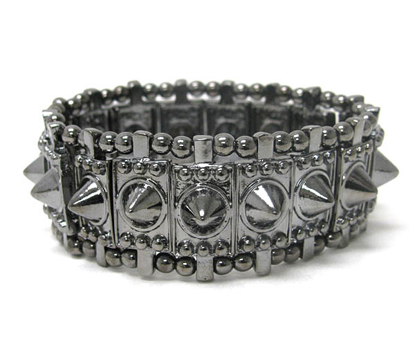 Multi metal spike and ball deco stretch bracelet