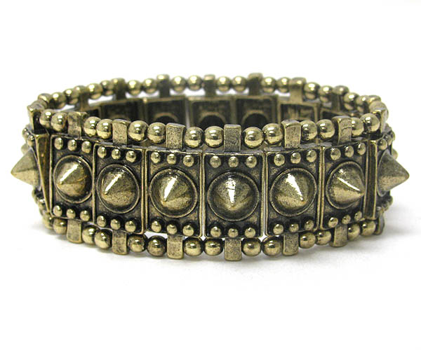 Multi metal spike and ball deco stretch bracelet