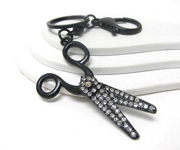 Crystal stud large scissor key chain