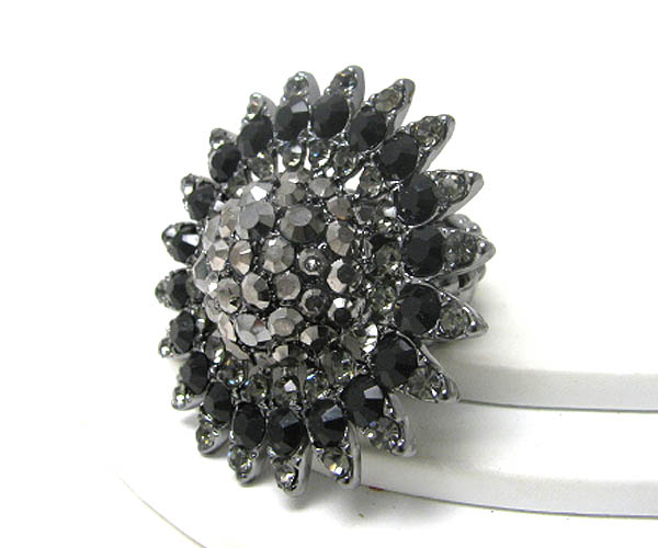 Crystal stud large flower stretch ring