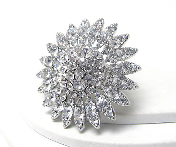 Crystal stud large flower stretch ring