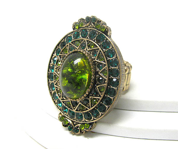 Resin and crystal deco disk stretch ring