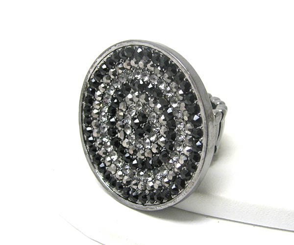 Multi crystal stud disk stretch ring