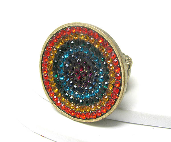 Multi crystal stud disk stretch ring