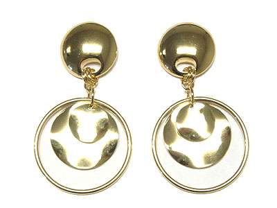 Metal round disk drop earring