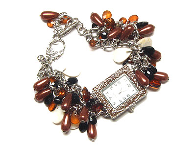 Multi beads dangle fashion bracelet watch