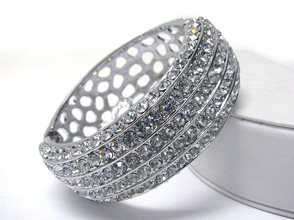 Luxury class crystal stud metal hinge bangle