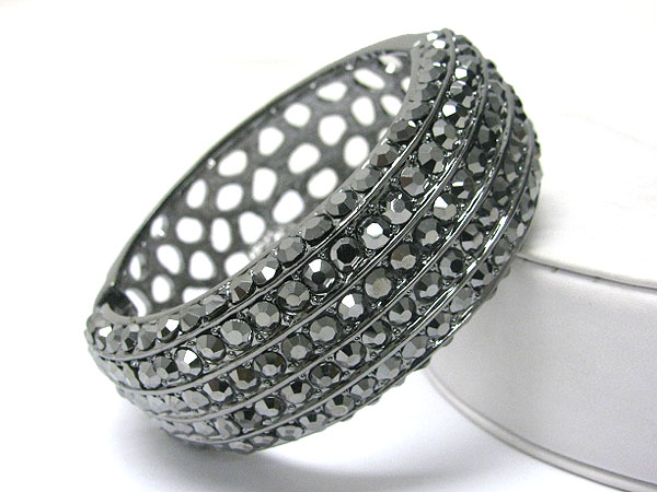 Crystal stud metal hinge bangle