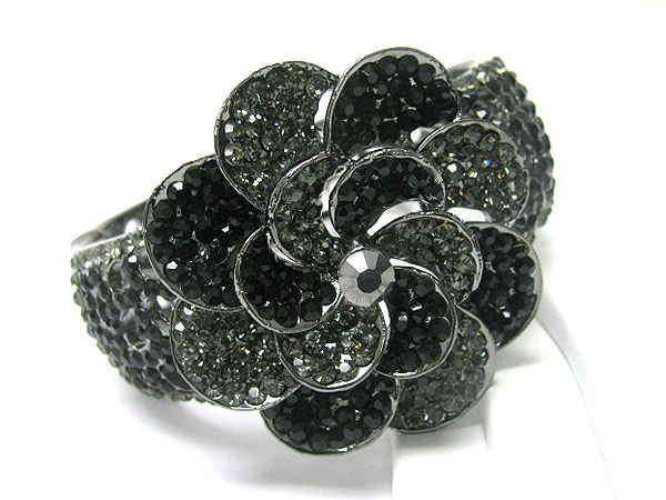 Luxury class crystal stud flower metal hinge bangle