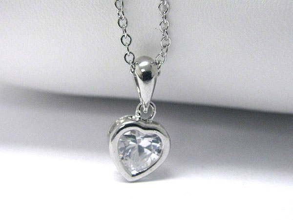 Small cubic zirconia heart pendant necklace