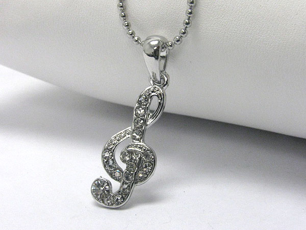 Crystal stud music note pendant necklace