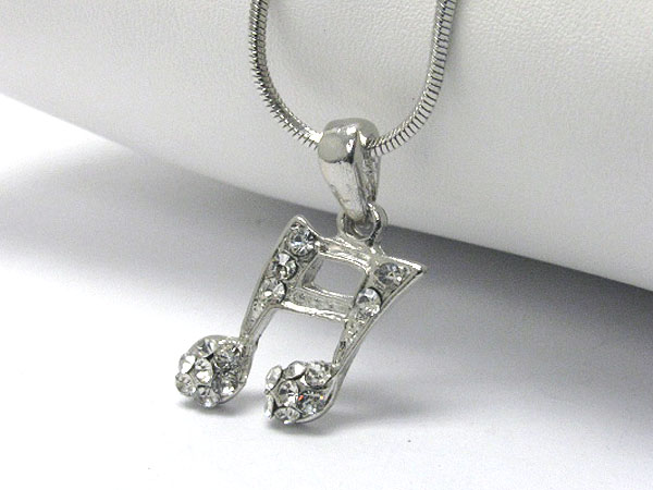 Crystal stud music note pendant necklace