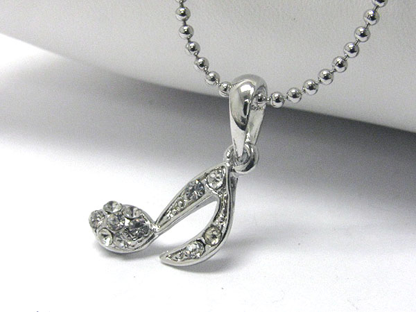 Crystal stud music note pendant necklace