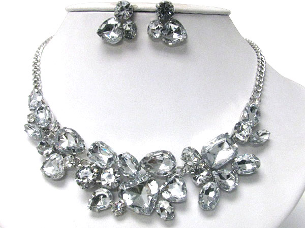 Glass stone party necklace earring set