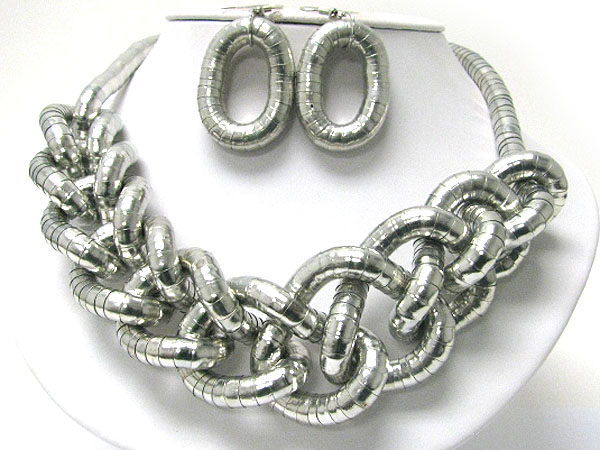 5 mm snake chain link necklace earring set